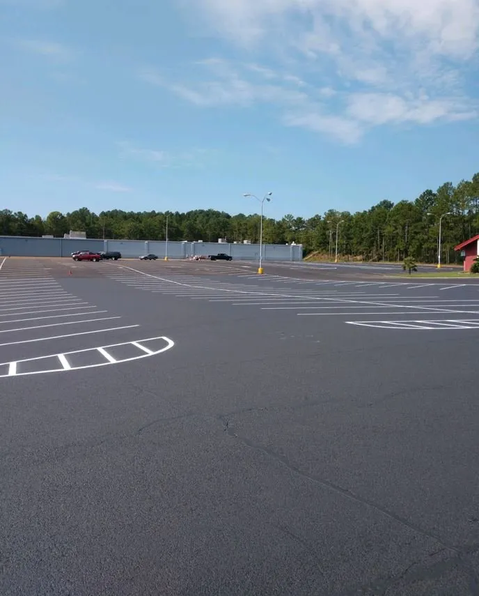 Large paved asphalt parking area